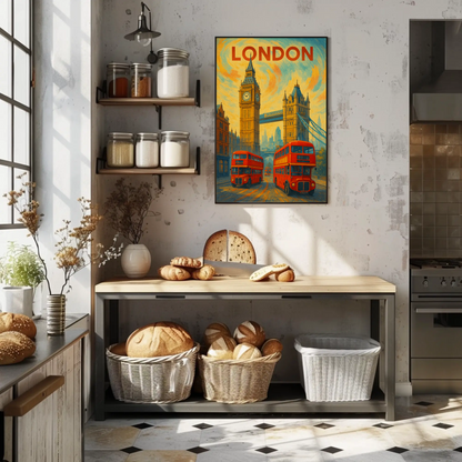 London Red Bus Big Ben Travel Poster