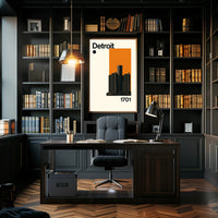 Detroit Skyscraper Modern Illustration Travel Poster