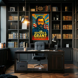 Ulysses S. Grant 18th President of the United States Colorful Comic Book Style Poster