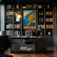 Amalfi Coast Poster Wall Art 18x24 Coastal Decor Gift Ready