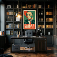 Franklin Roosevelt Portrait Art Deco Patriot Poster
