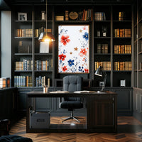 Three Stars With Loose Red And Blue Florals Artwork Poster