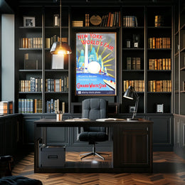 New York Worlds Fair Travel Poster Abstract Wall Art Retro