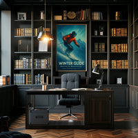 WINTER GLIDE Vintage Alpine Skiing Sports Poster PosterGoat