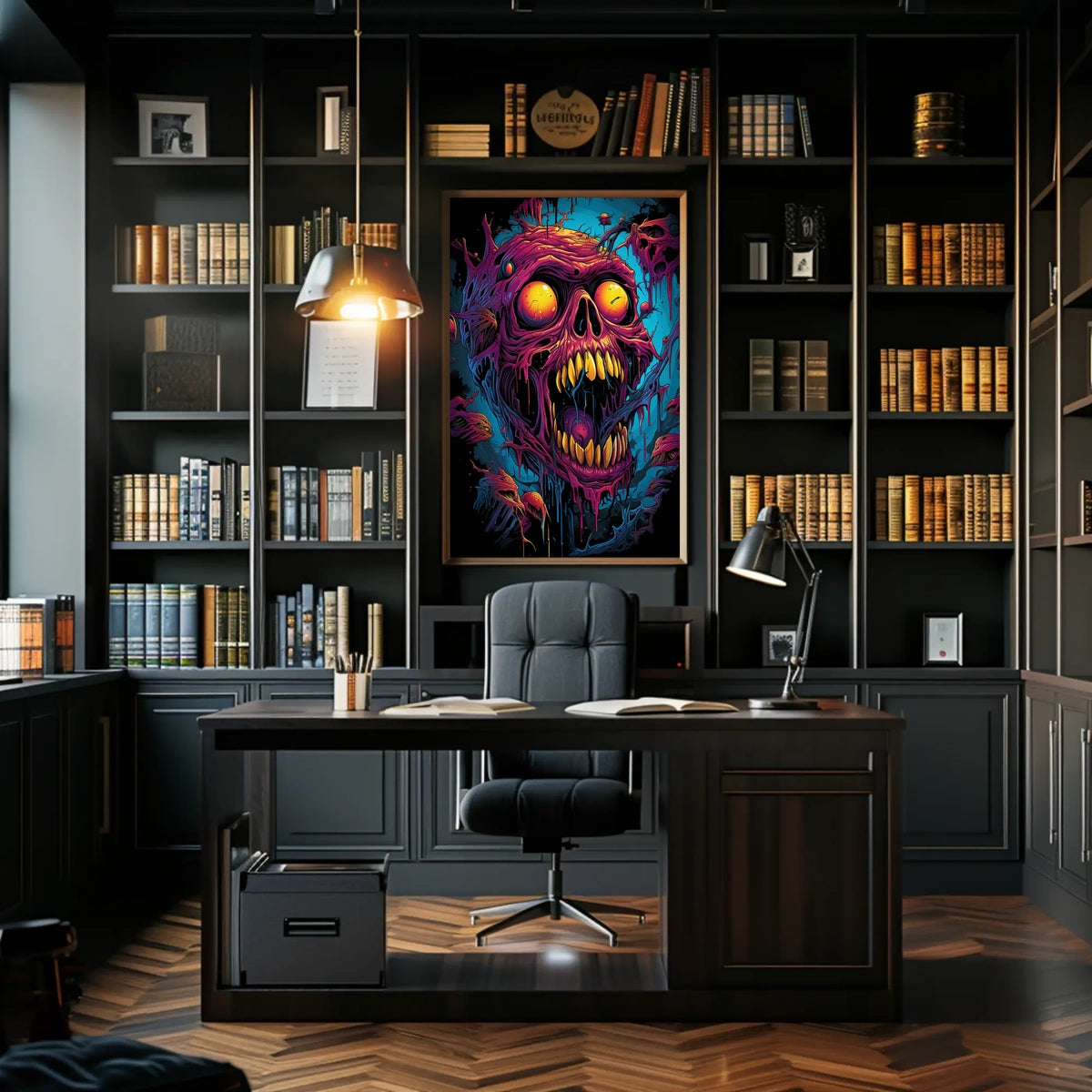 Fiery Skull Surreal Art Poster: Horror Fantasy Decor