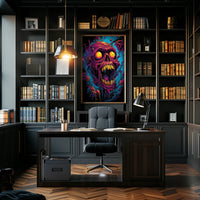 Fiery Skull Surreal Art Poster: Horror Fantasy Decor