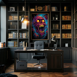 Fiery Skull Surreal Art Poster: Horror Fantasy Decor