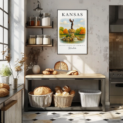 Wichita Kansas Keeper Park Autumn Waterfall Poster Poster