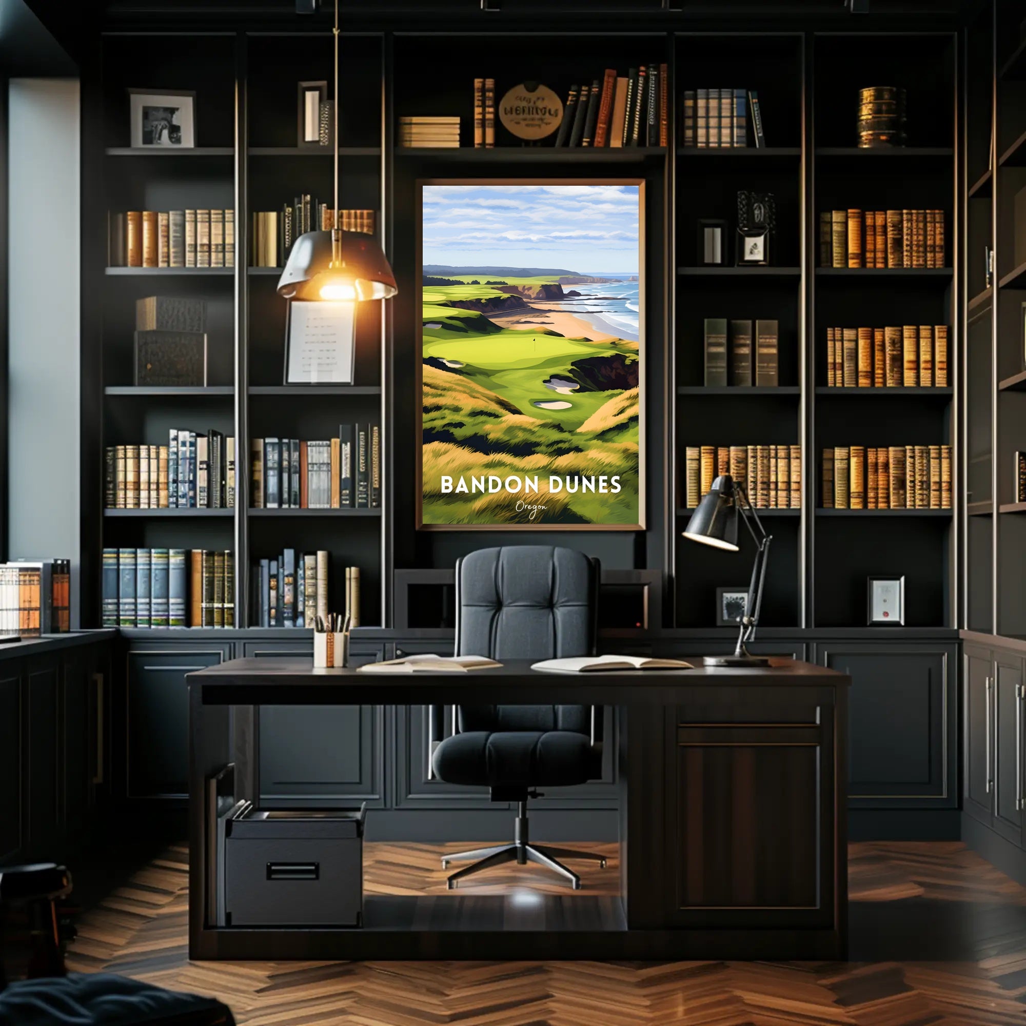 Bandon Dunes Coastal Golf Scene Sports Poster