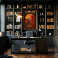 Vermont Autumn Landscape Photorealistic Travel Poster