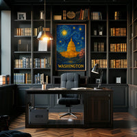 Washington Starry Night Capitol Poster