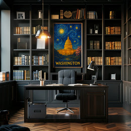 Washington Starry Night Capitol Poster