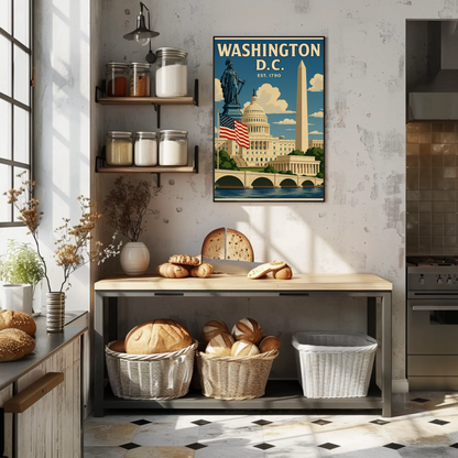 Washington DC Capitol Statue Obelisk Memorial Travel Poster