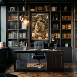 Meditative Capybara with Dragon Poster Art
