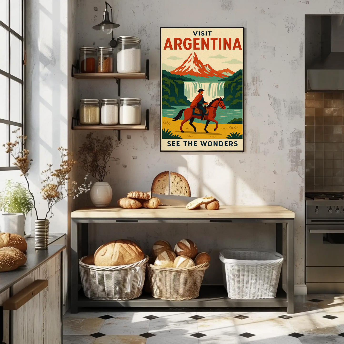 Visit Argentina Gaucho Waterfalls Adventure Travel Poster