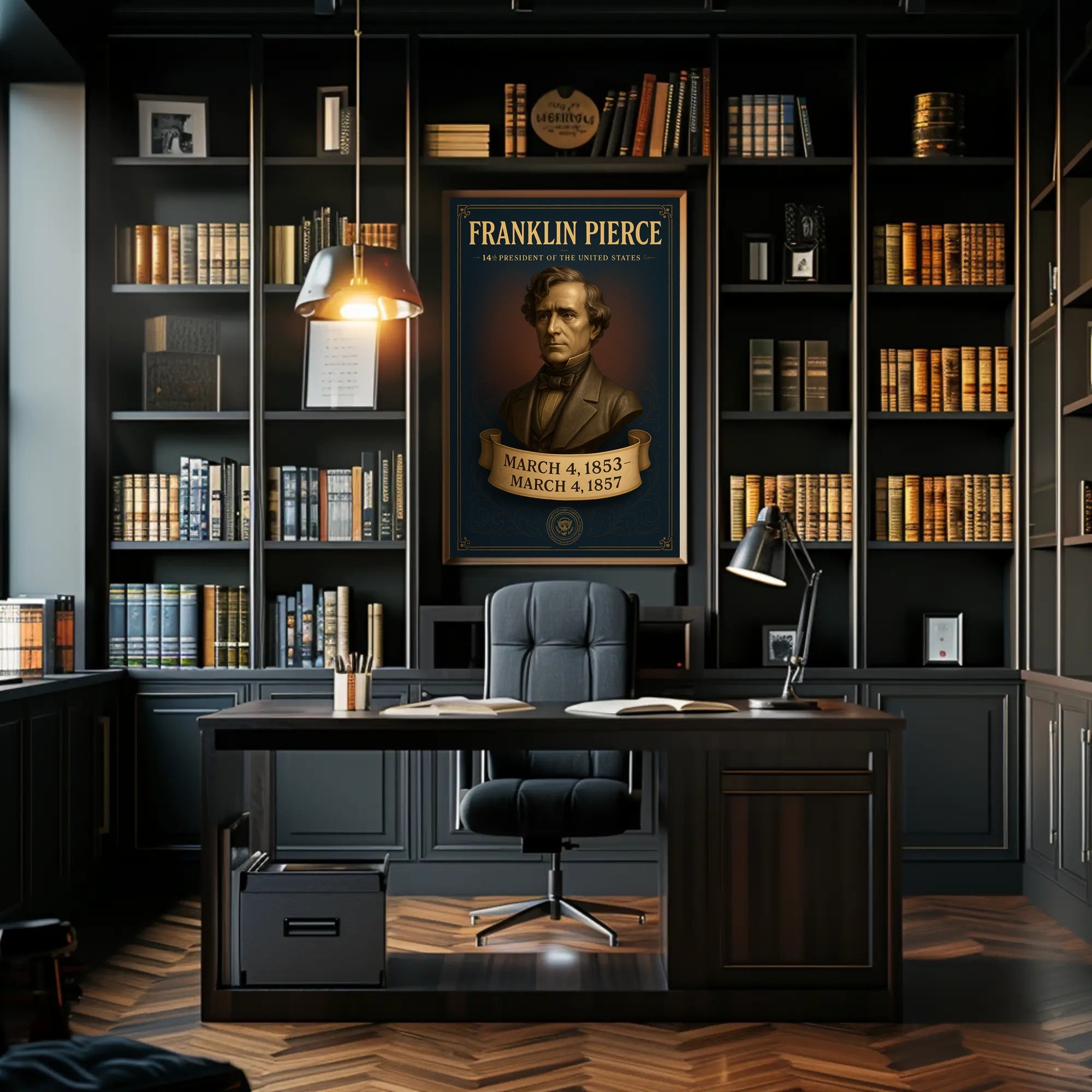 Franklin Pierce vintage presidential portrait poster PosterGoat