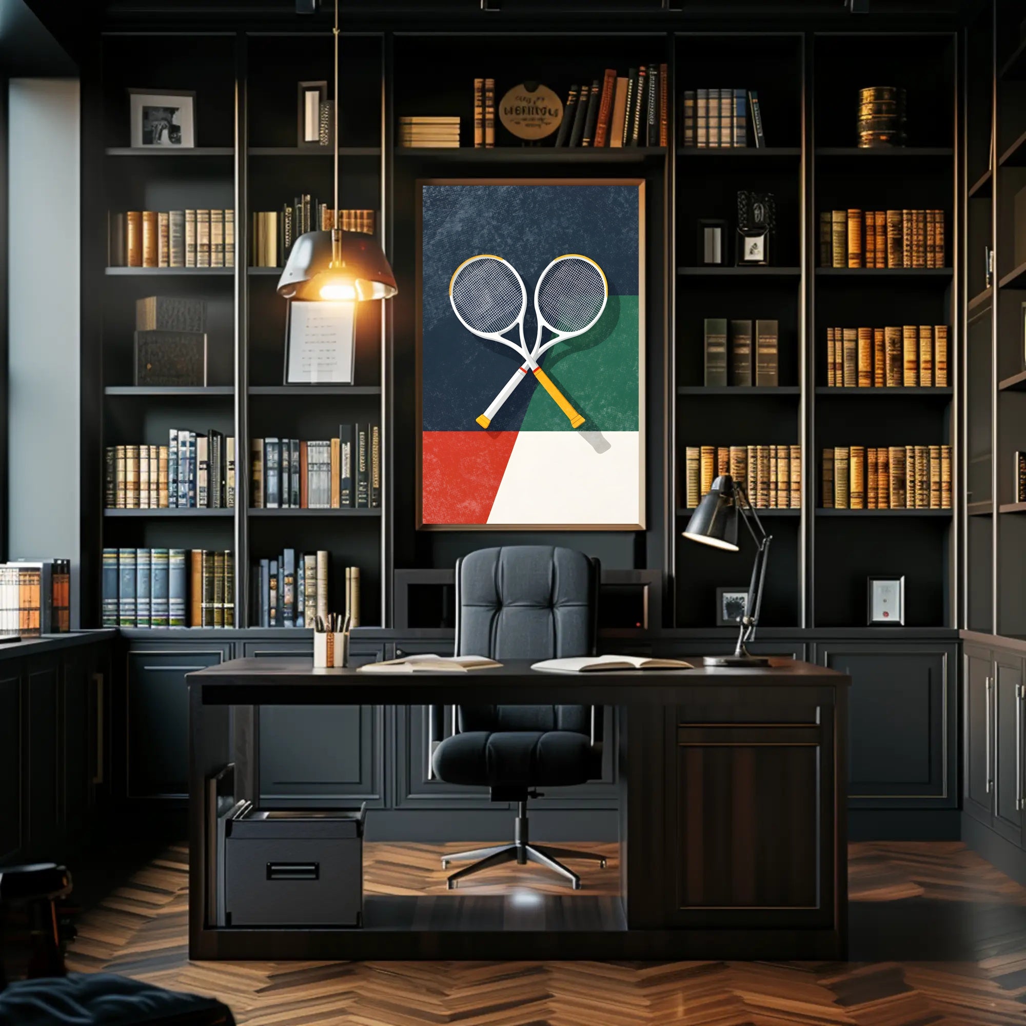 Energetic Tennis Art Poster with Modern Sports Theme