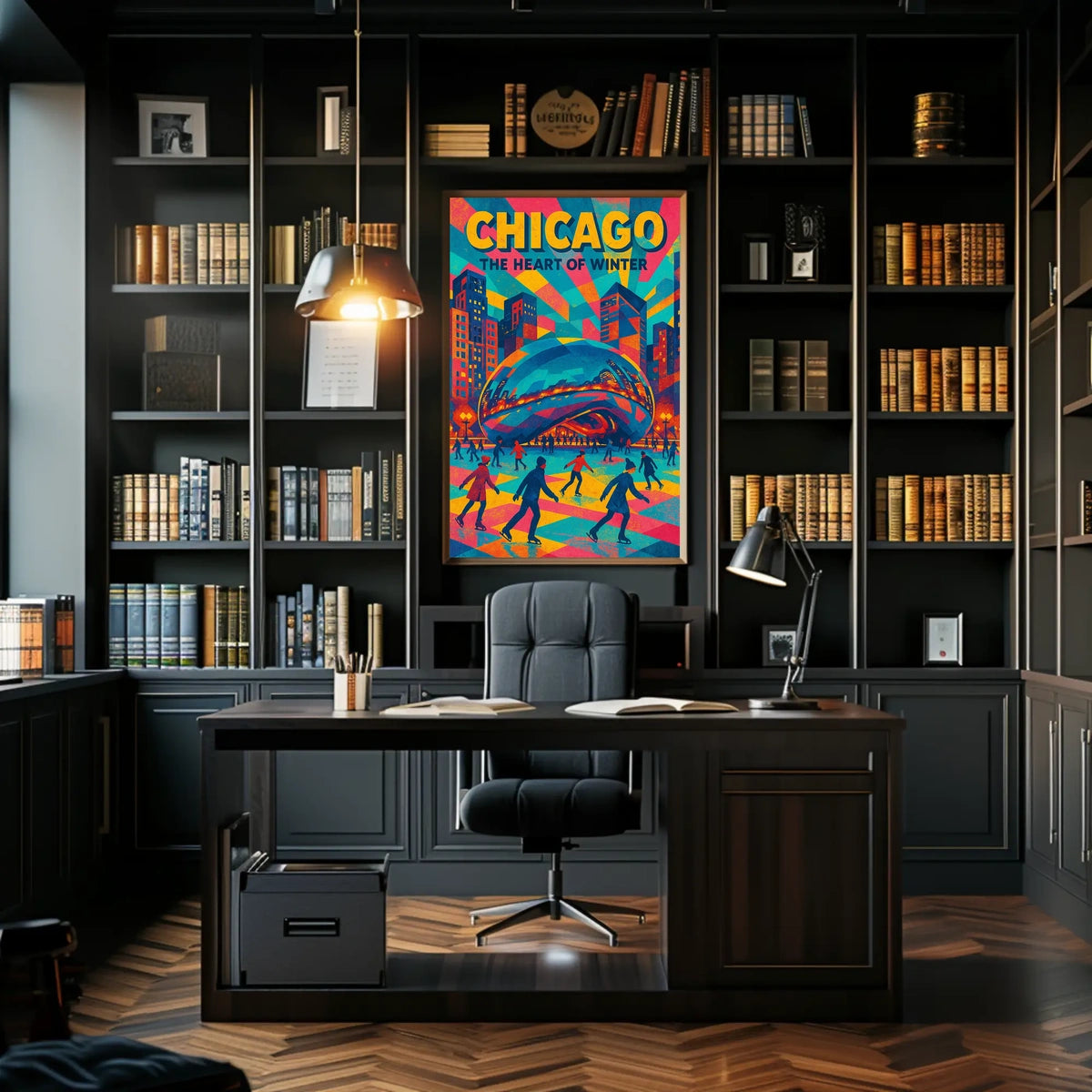 Chicago City Winter Heart Of The City Scene Poster