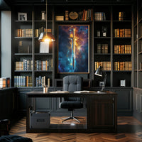 Cosmic Blade Art Print Poster for Home Decor and Wanderlust Enthusiasts PosterGoat