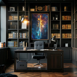 Cosmic Blade Art Print Poster for Home Decor and Wanderlust Enthusiasts PosterGoat