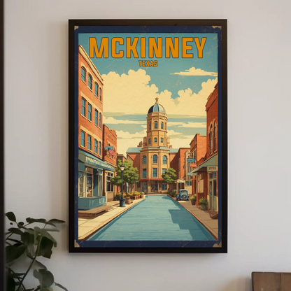 McKinney Texas Downtown Charm Vintage Travel Poster