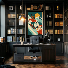 Holiday Adventure Snowboarding Reindeer Poster