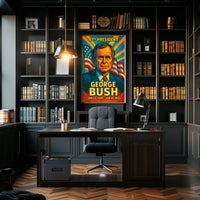 George H. W. Bush 41st President of the United States Colorful Comic Book Style Poster