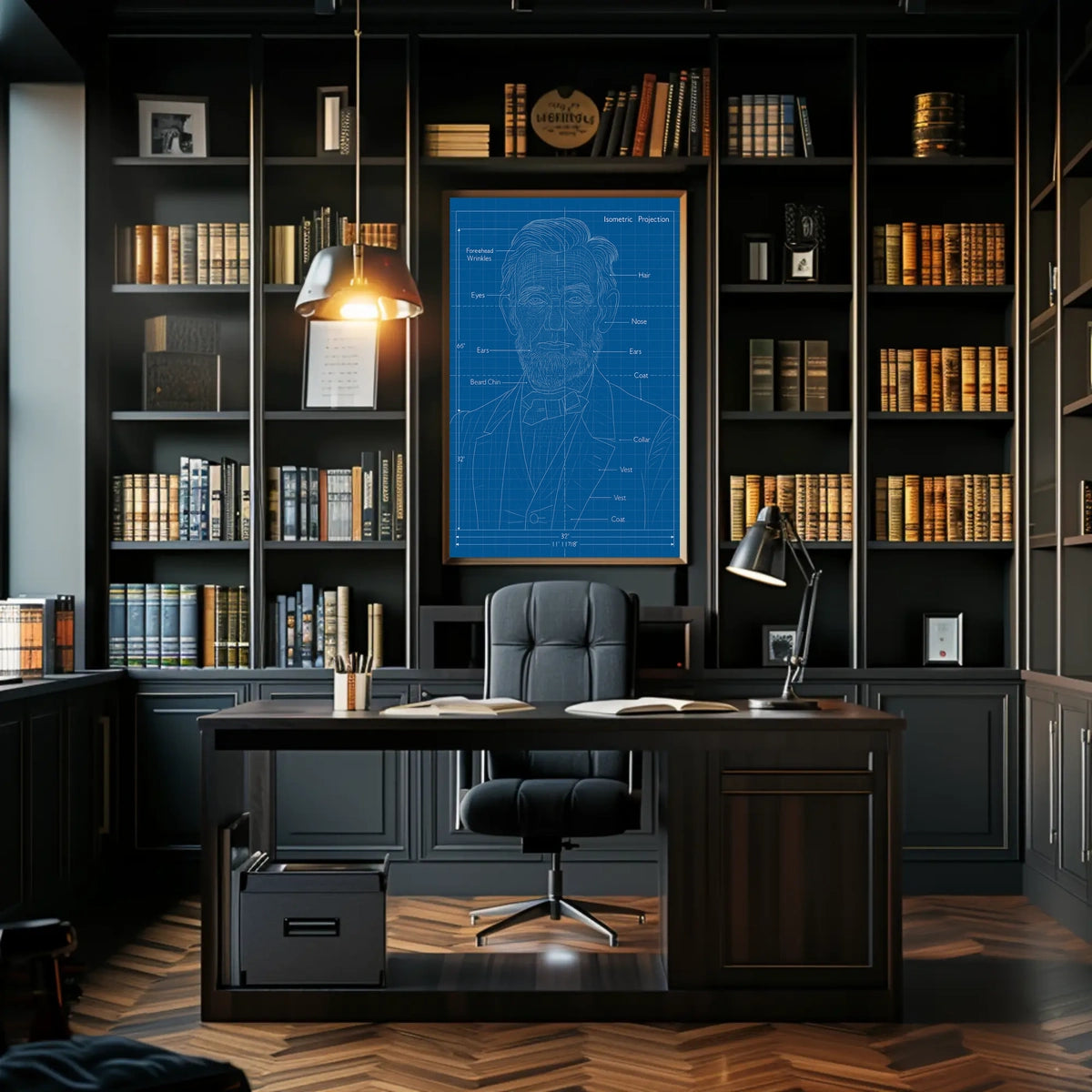 Isometric Projection Blueprint Poster