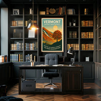 Vermont Autumn Landscape Poster Vintage Art Print