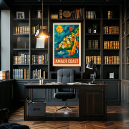 Amalfi Coast Poster Wall Art 18x24 Scenic Seaside Decor