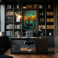 Venice Poster Floating City Revealed Romantic Travel Art