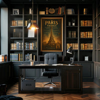 Paris Landmarks Vintage Art Nouveau Urban or Cityscape Poster