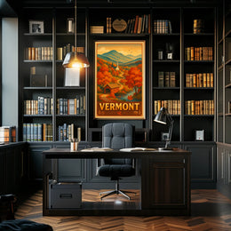 Vermont Autumn Landscape Poster Rustic Scenic Wall Art