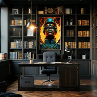 Futuristic Visor Warrior with Dynamic Energy Futuristic Sci-Fi Poster