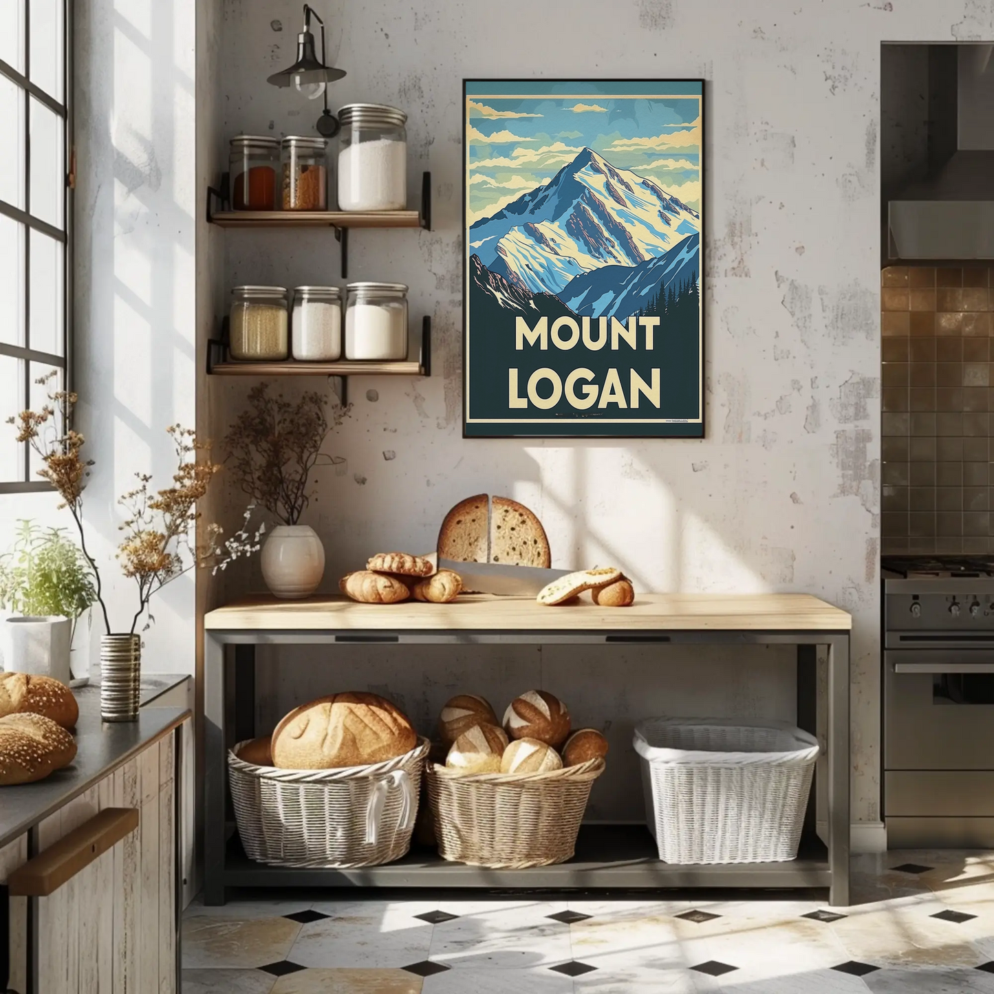 Mount Logan Snow Peak Vintage Travel Poster
