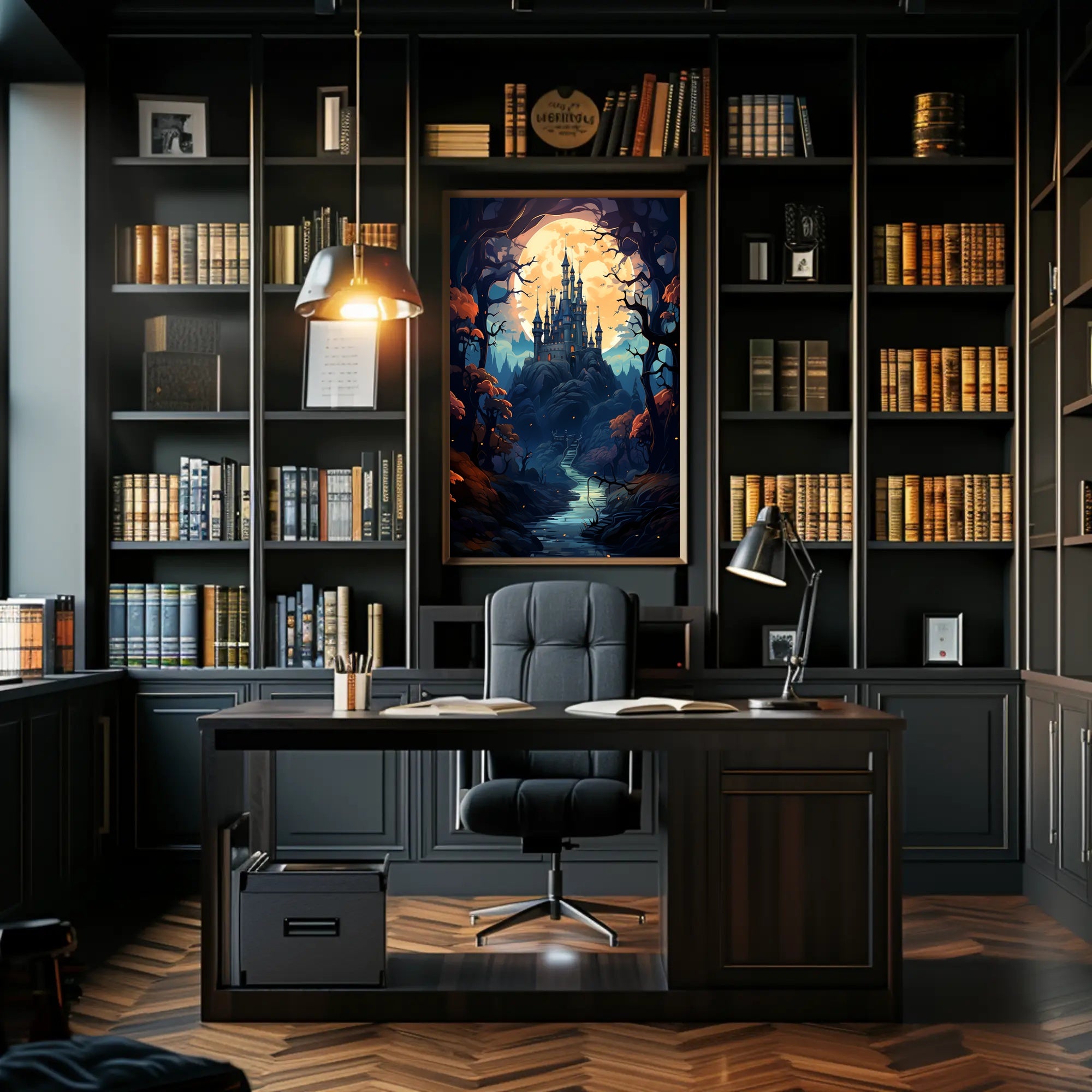 Enchanted Castle Under The Moon Poster