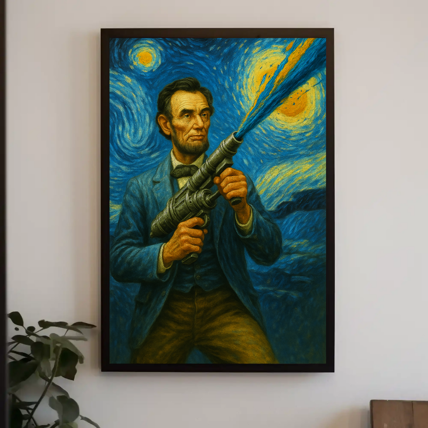 Abraham Lincoln Starry Night Fusion Sci-Fi Portrait Vintage Travel Poster