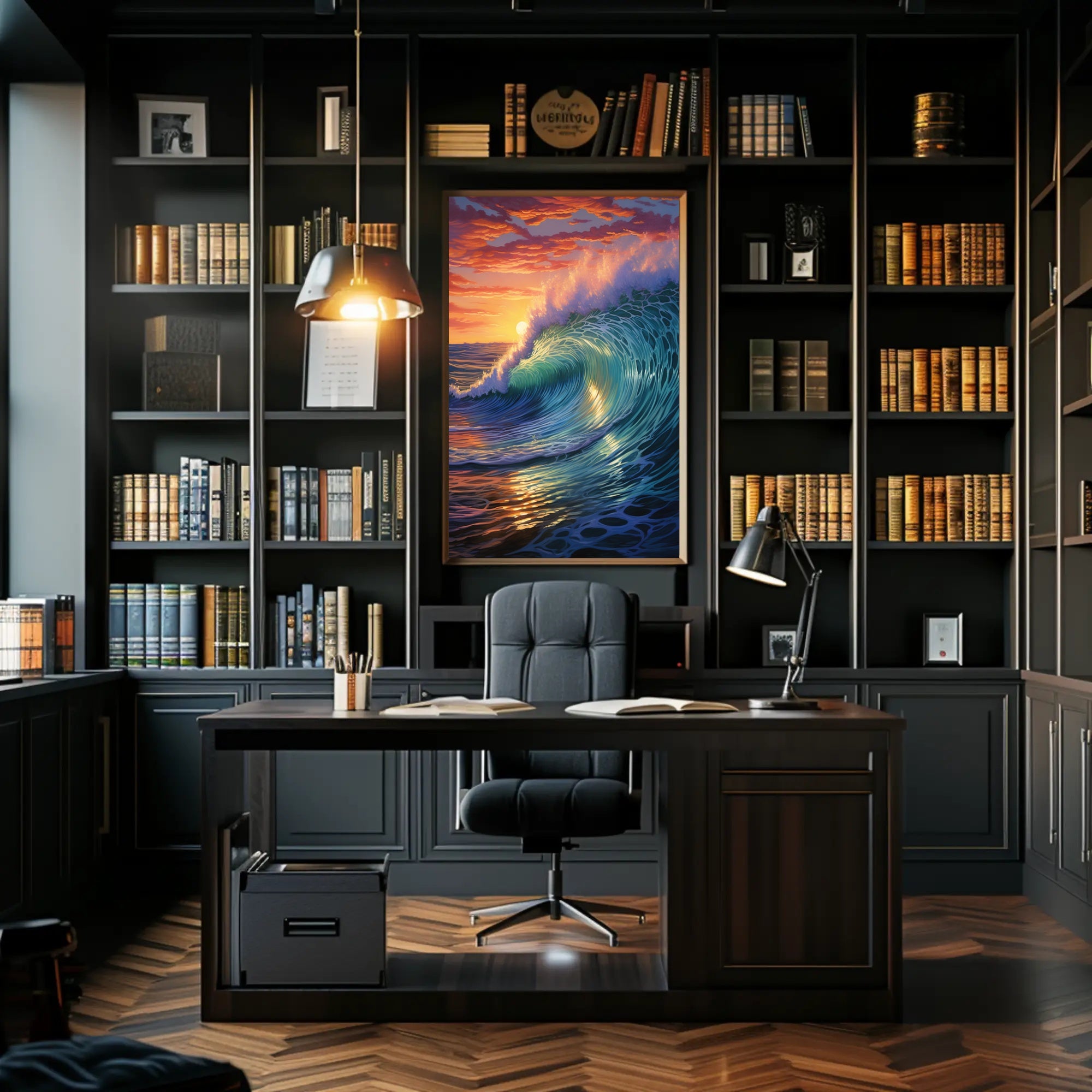 Ocean Wave At Sunset Art Print - Artistic Poster