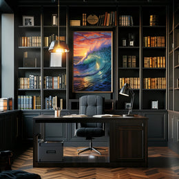 Ocean Wave At Sunset Art Print - Artistic Poster