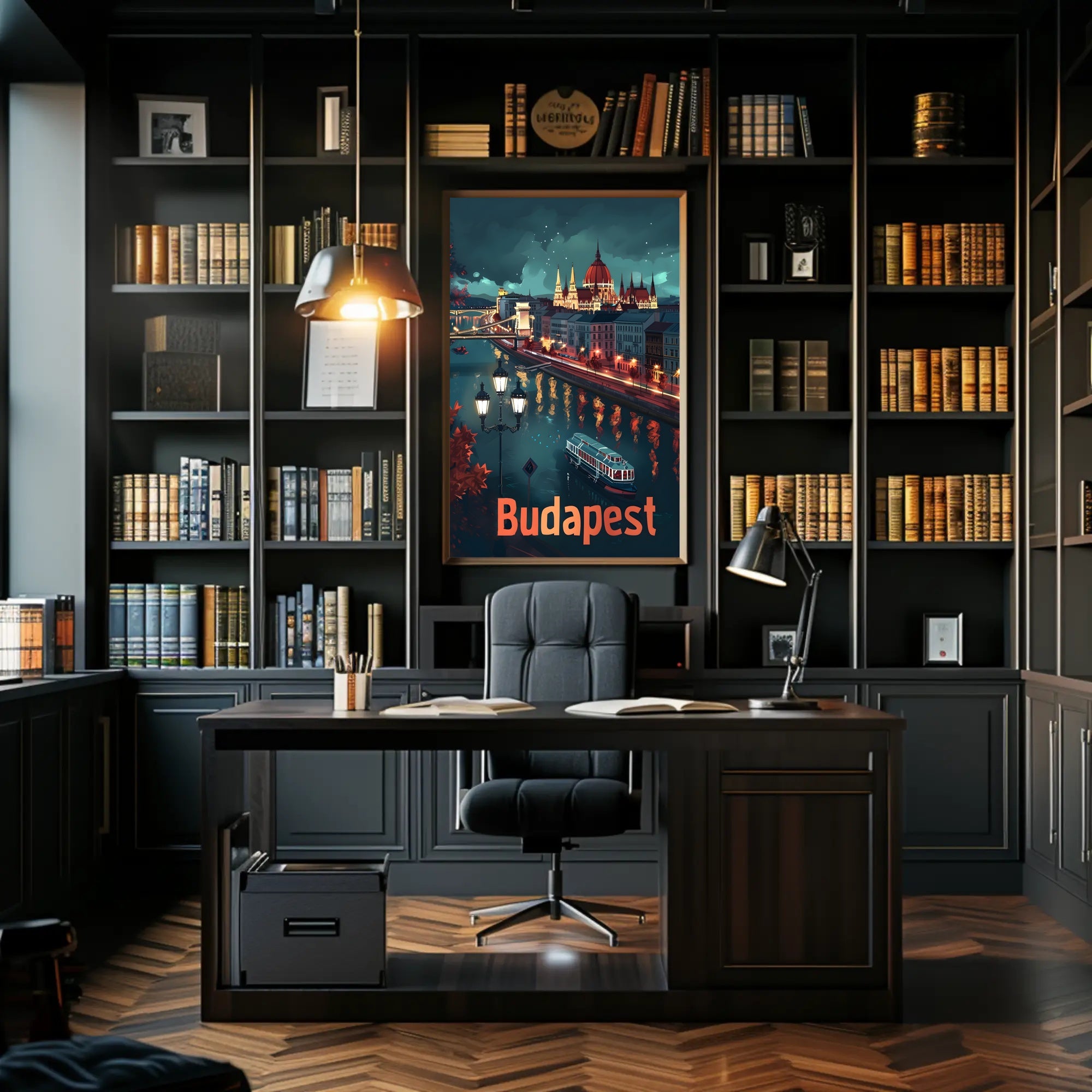 Budapest Nightscapes: Illuminated Cityscape Art Urban or Cityscape Poster