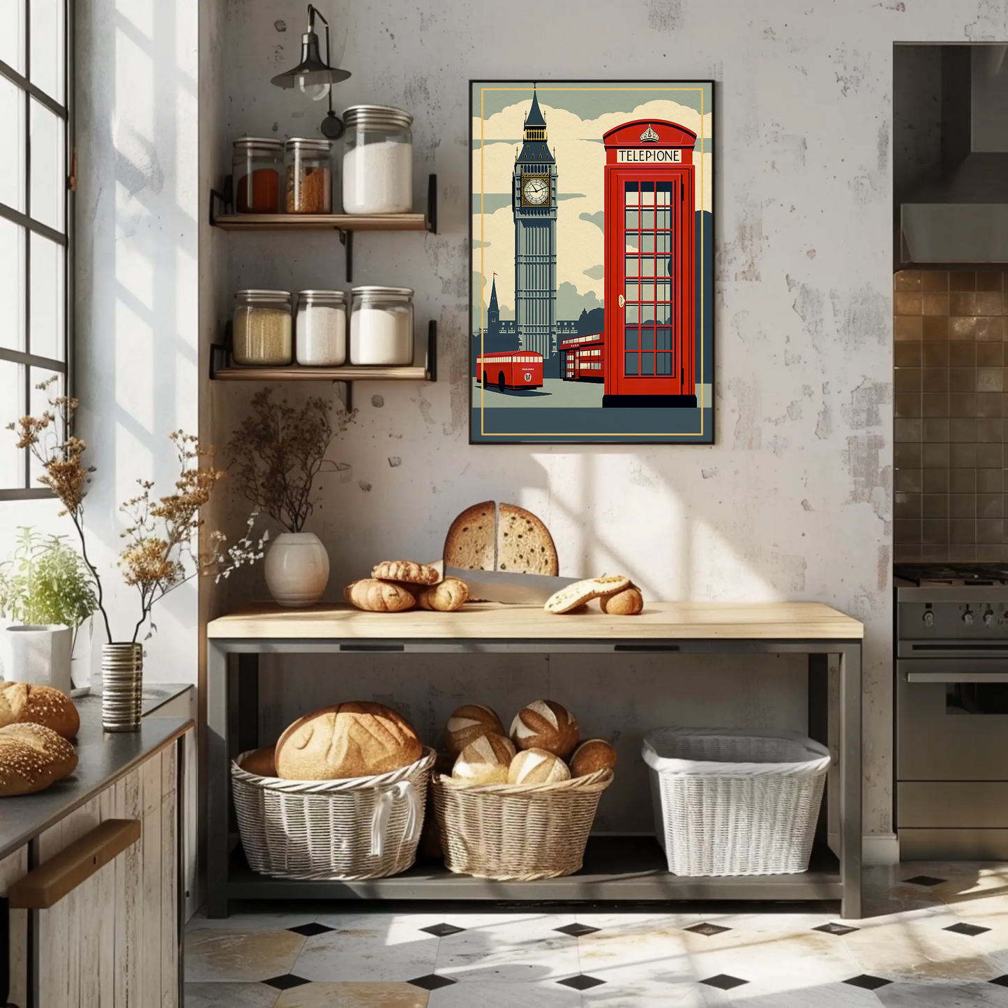 London Red Phone Booth Big Ben Travel Poster