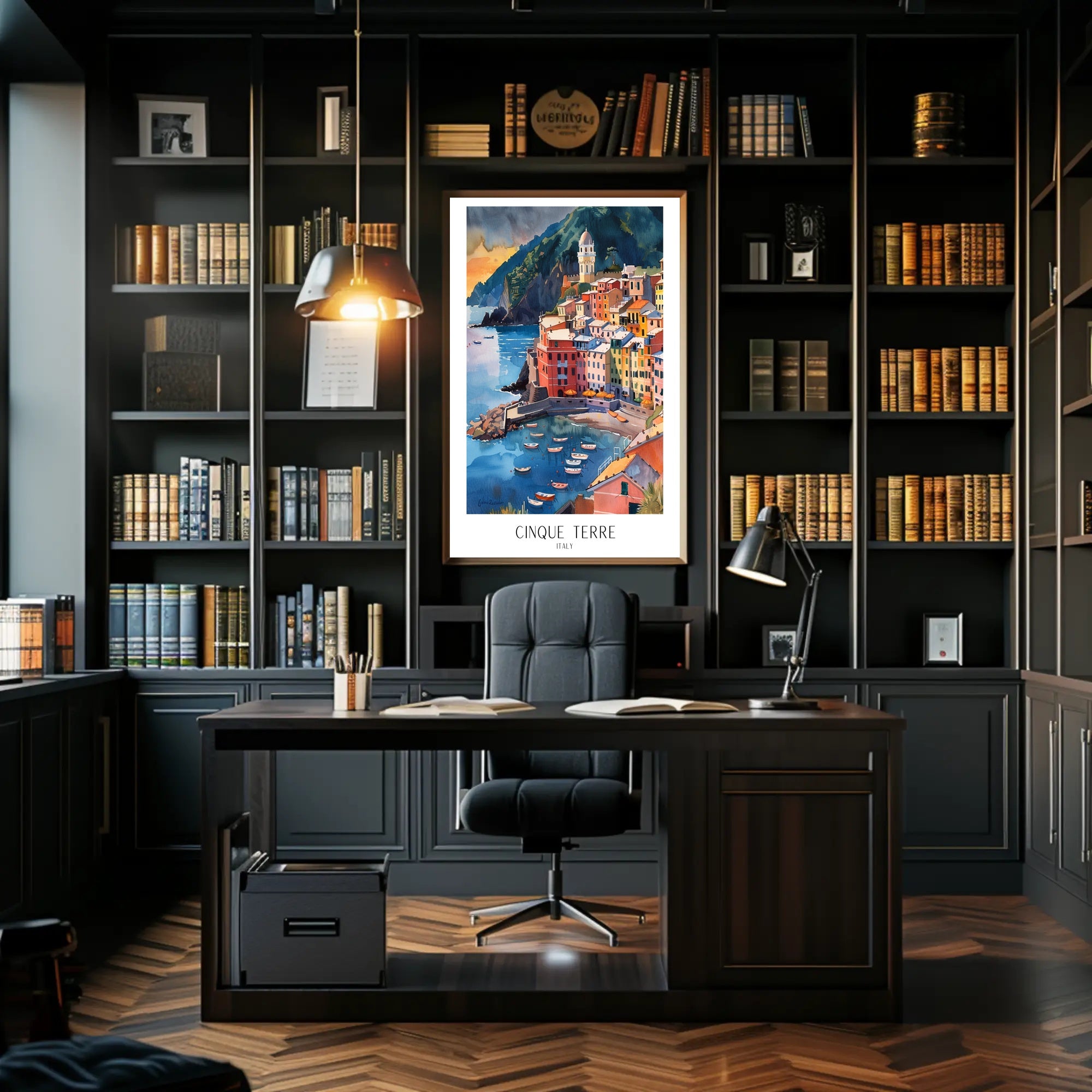 Cinque Terre Coastal Watercolor Travel Poster PosterGoat