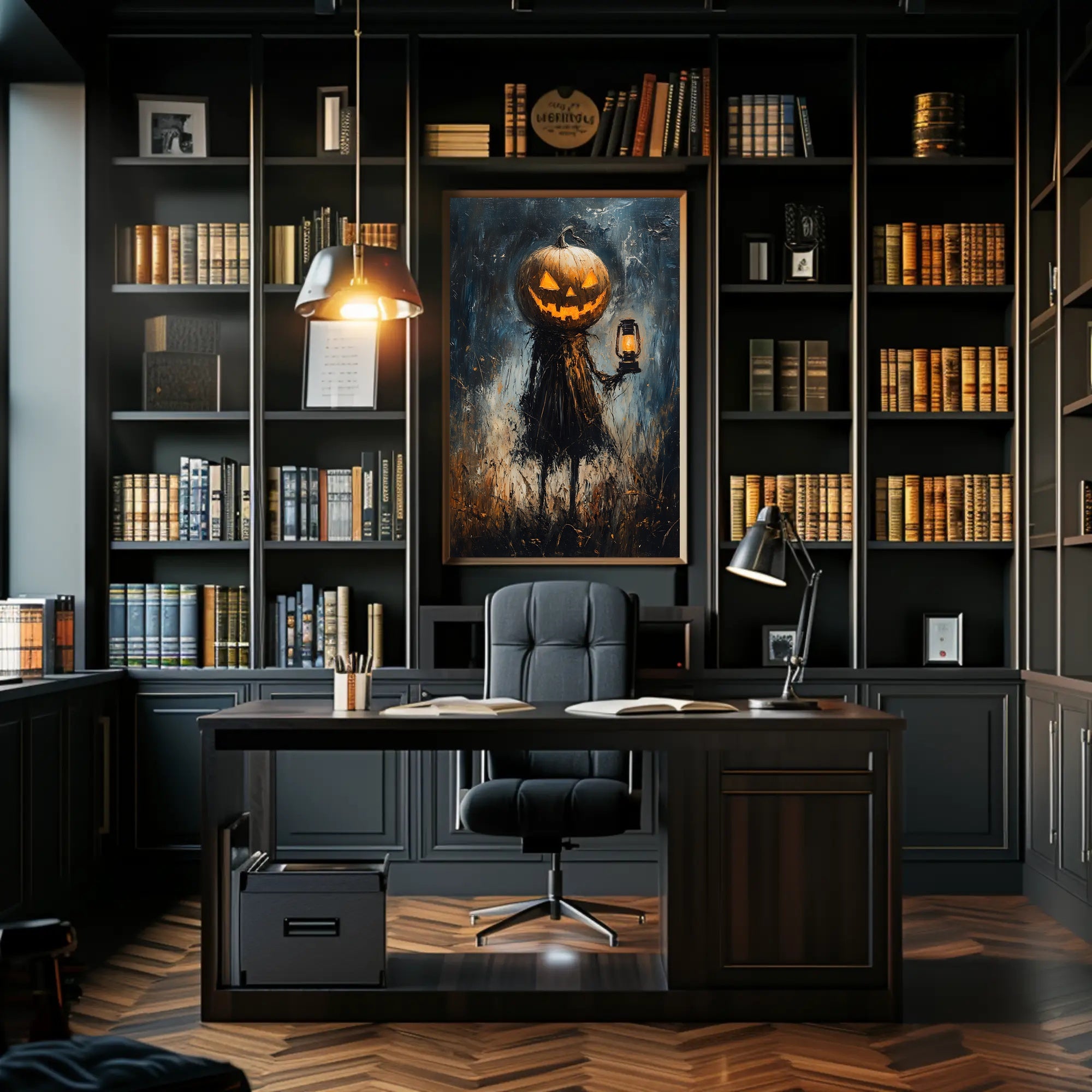 Spooky Scarecrow Halloween Night Artistic Poster