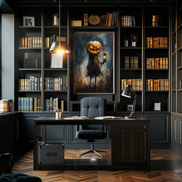 Spooky Scarecrow Halloween Night Artistic Poster