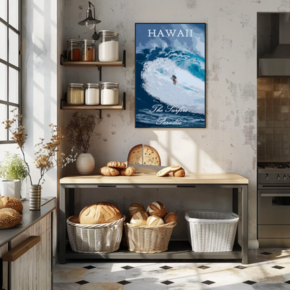 Hawaii Big Wave Surfer Ocean Power Travel Poster