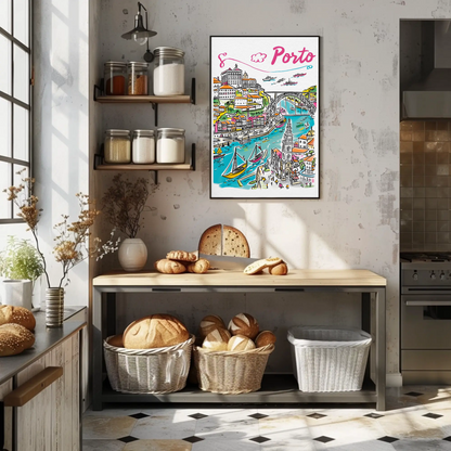 Porto Portugal Historic Riverside Travel Poster