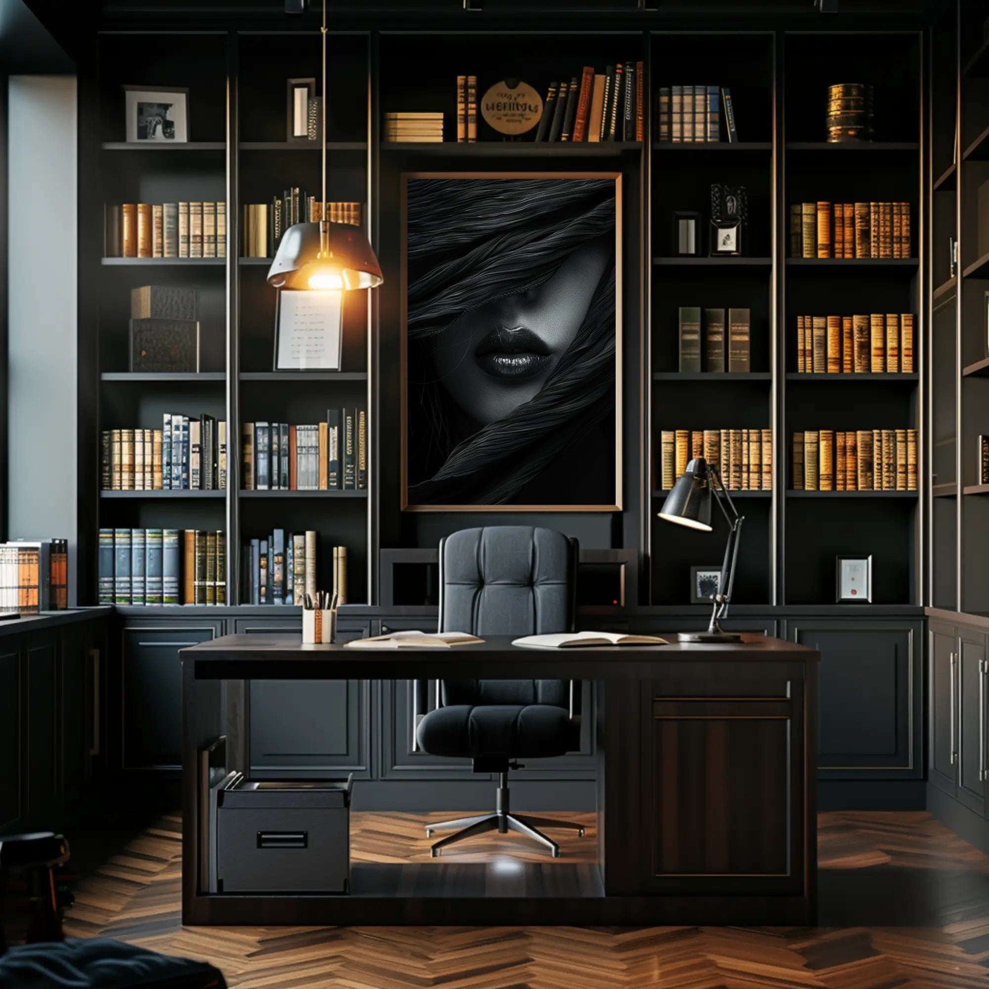 Sultry Enigma Monochrome Art Print - Artistic Poster PosterGoat