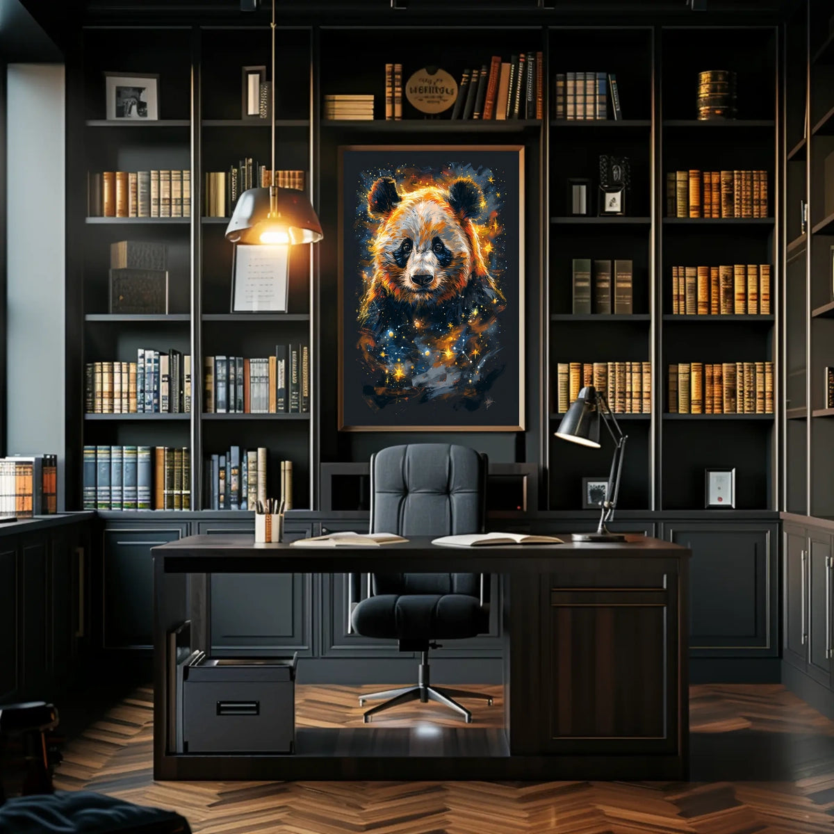 Vivid Abstract Cosmic Panda Animal Poster