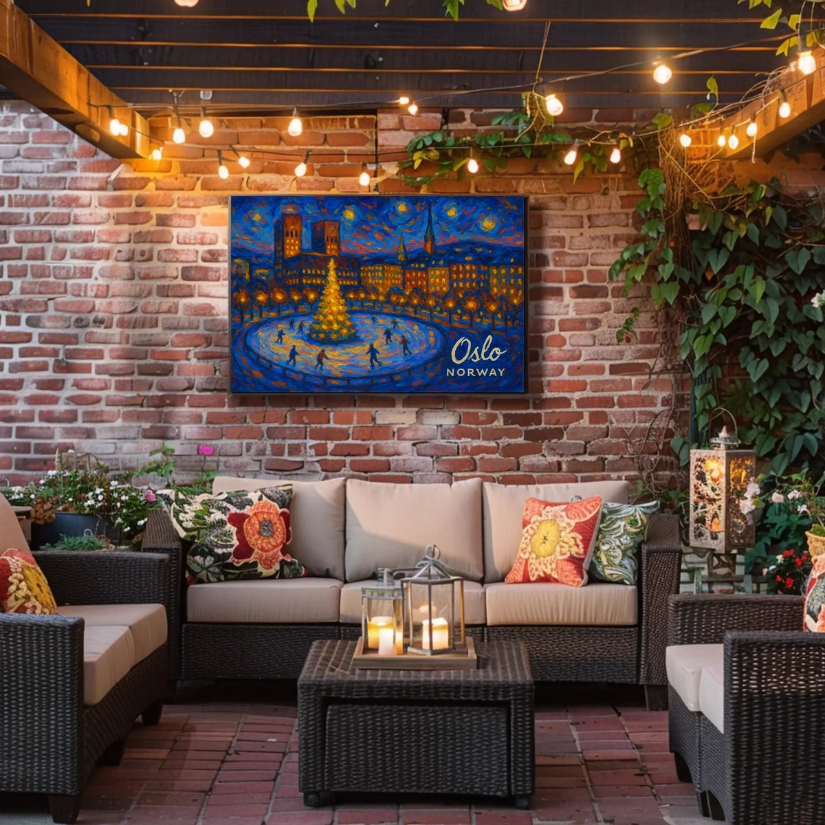 Oslo Winter Night Photography Realism Poster