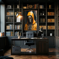 Cybernetic Sentinel In The Rain Poster PosterGoat